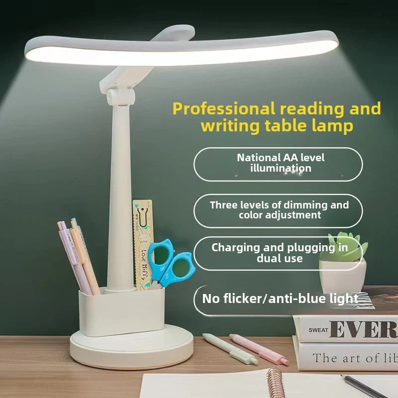 Curved LED Rechargeable Desk Lamp – Foldable, Eye-Friendly & Perfect for Night Study