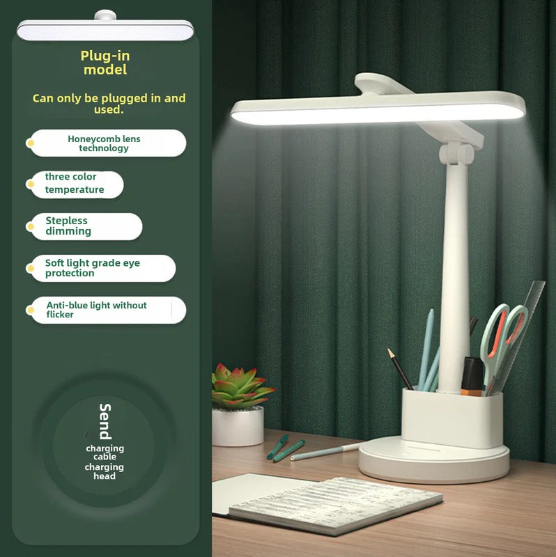 Curved LED Rechargeable Desk Lamp – Foldable, Eye-Friendly & Perfect for Night Study